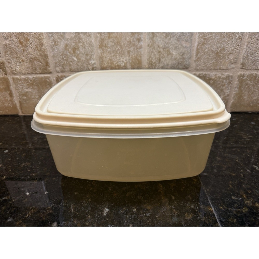 Vintage Rubbermaid Servin Saver #4 Container Clear Almond Lid 19 Cups